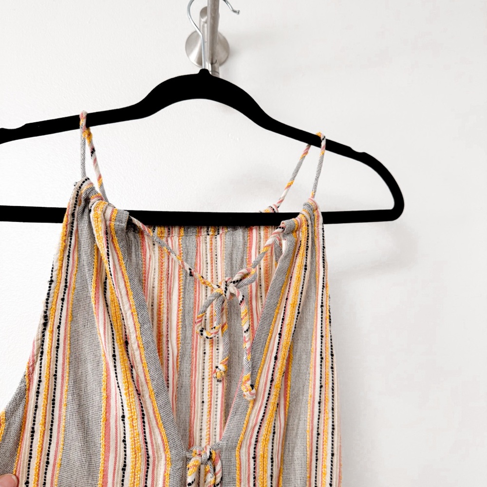 Others Follow Gemini High Neck ‎ Striped Open Back Tank Top Multicolor Coral  XS - Picture 8 of 12